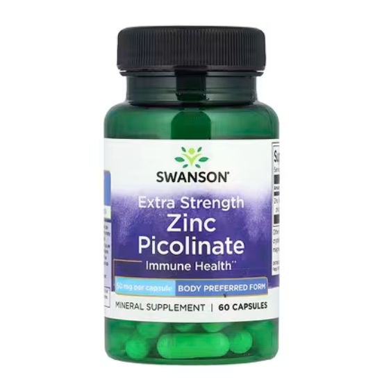 Zinc Picolinate Body Preferred Form, 50mg Extra Strength, 60 caps, Swanson - Vitax.ro
