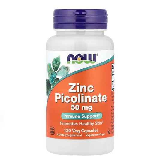 Zinc Picolinate, 50mg, 120 vcaps, NOW Foods - Vitax.ro