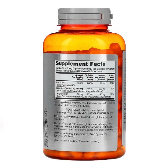 ZMA - Sports Recovery, 180 caps, NOW Foods - Vitax.ro