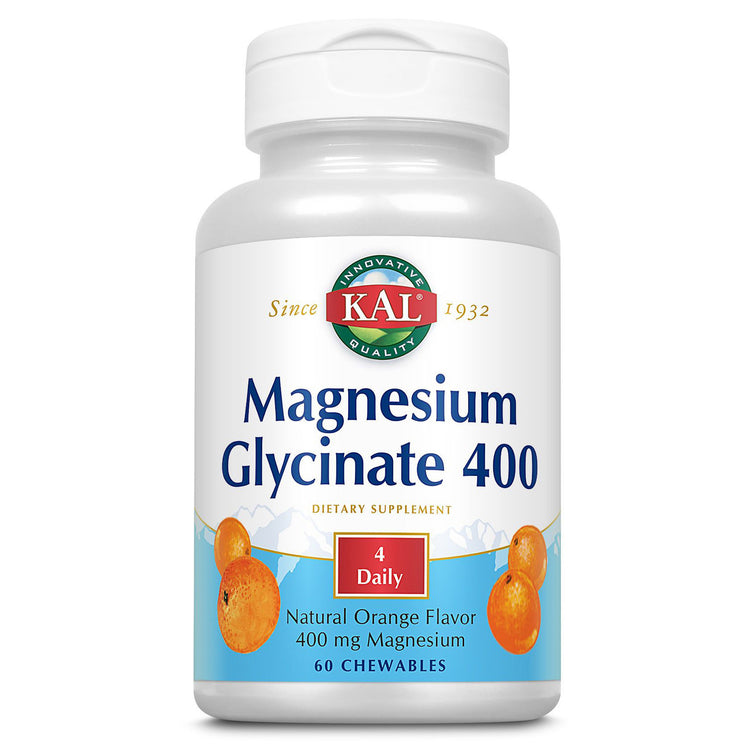 Magnesium Glycinate 400, KAL, 60 Tablete Masticabile - Vitax.ro