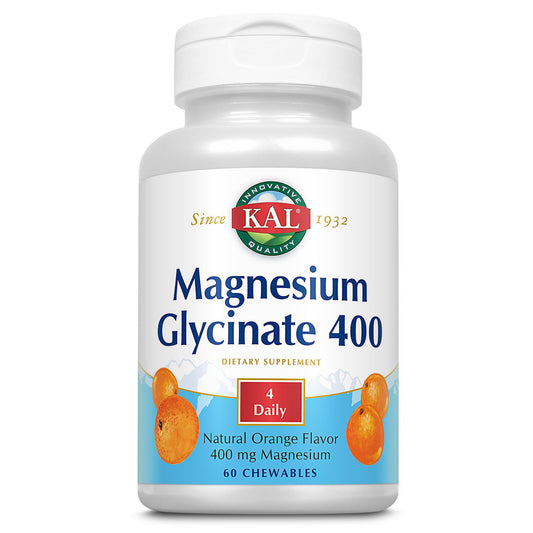 Magnesium Glycinate 400, KAL, 60 Tablete Masticabile - Vitax.ro