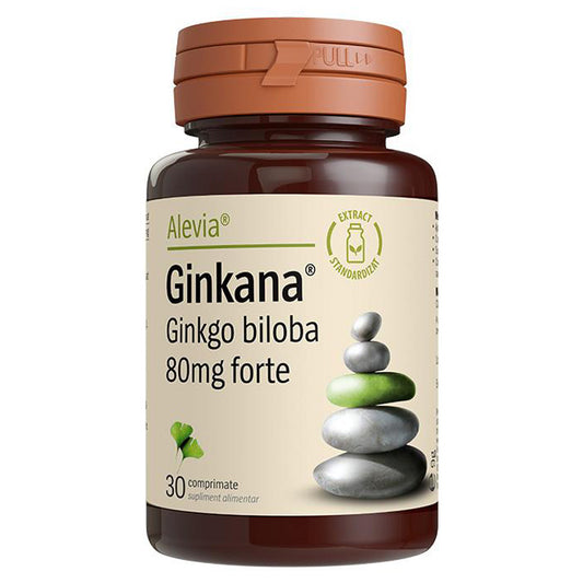 Ginkana Ginkgo Biloba 80mg Forte, Alevia, 30 Comprimate - Vitax.ro