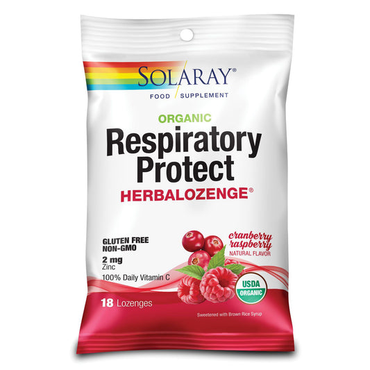 Respiratory Protect HerbaLozenge Cranberry Raspberry, Solaray, Pentru Gat, Punga cu 18 Dropsuri - Vitax.ro
