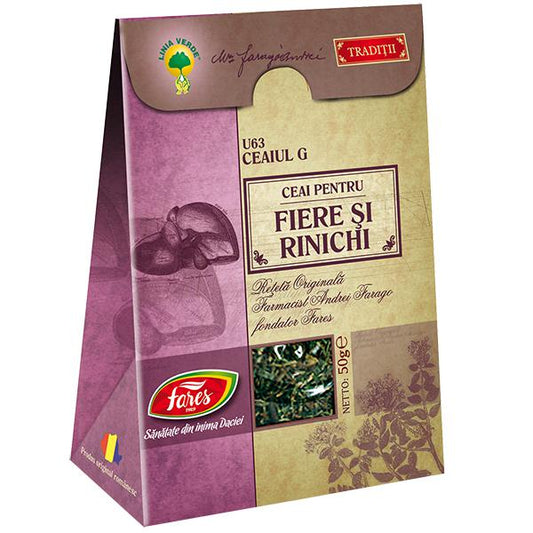 Ceaiul G - Ceai Pentru Fiere si Rinichi U63, Fares, Ceai la Punga 50gr - Vitax.ro