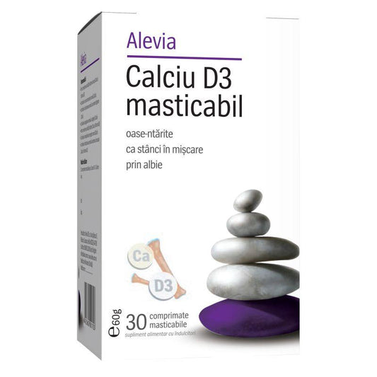 Calciu D3 Masticabil, Alevia, 30 Comprimate - Vitax.ro