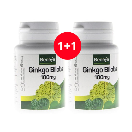 Ginkgo Biloba 100mg, Benefe, 60+60 Comprimate - Vitax.ro