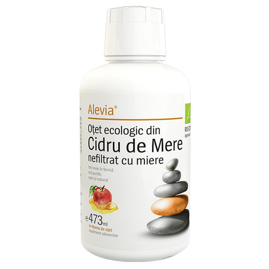 Otet Ecologic din Cidru de Mere Nefiltrat cu Miere, Alevia, 473ml - Vitax.ro