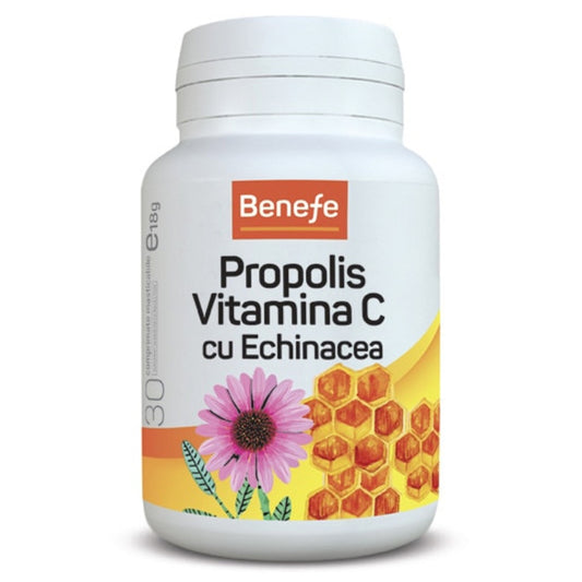 Propolis Vitamina C cu Echinacea, Benefe, 30 Comprimate - Vitax.ro