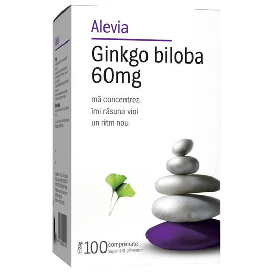 Ginkgo Biloba 60mg, Alevia, 100 Comprimate - Vitax.ro