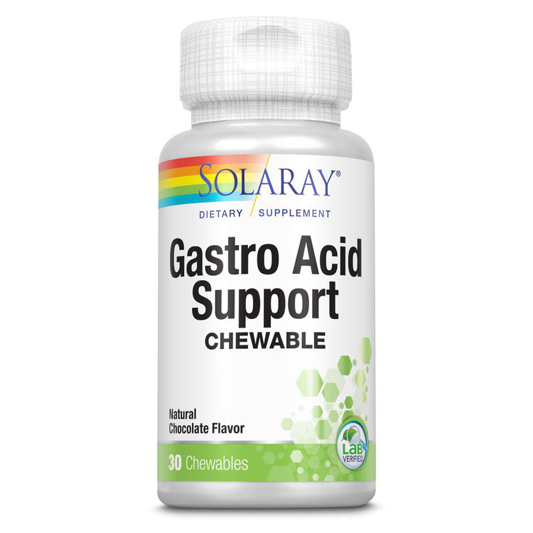 Gastro Acid Support, Solaray, Gust de Ciocolata, Flacon cu 30 Tablete Masticabile - Vitax.ro