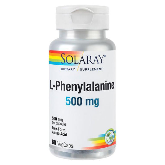 L-Phenylalanine 500mg, Solaray, 60 Capsule Vegetale - Vitax.ro