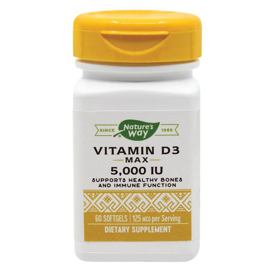 Vitamin D3 5000UI, Nature'S Way, Flacon cu 60 Capsule Moi - Vitax.ro