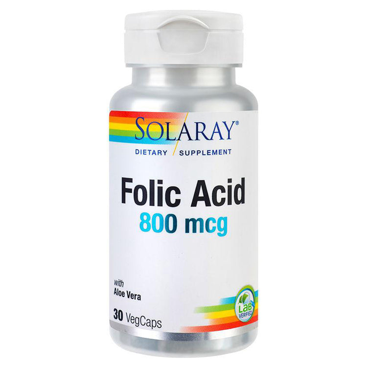Folic Acid 800mcg, Solaray, 30 Capsule Vegetale - Vitax.ro