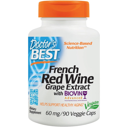 French Red Wine Grape Extract with Biovin, 60mg - 90 vcaps - Vitax.ro