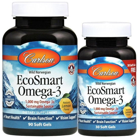 EcoSmart Omega-3, 1000mg Natural Lemon - 90 + 30 softgels - Vitax.ro