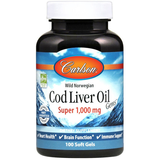 Wild Norwegian Cod Liver Oil Gems, 1000mg - 100 softgels - Vitax.ro