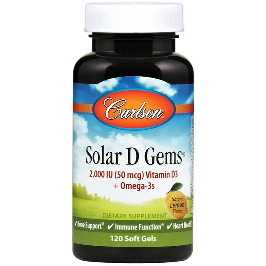 Solar D Gems, 2000 IU Natural Lemon - 120 softgels - Vitax.ro