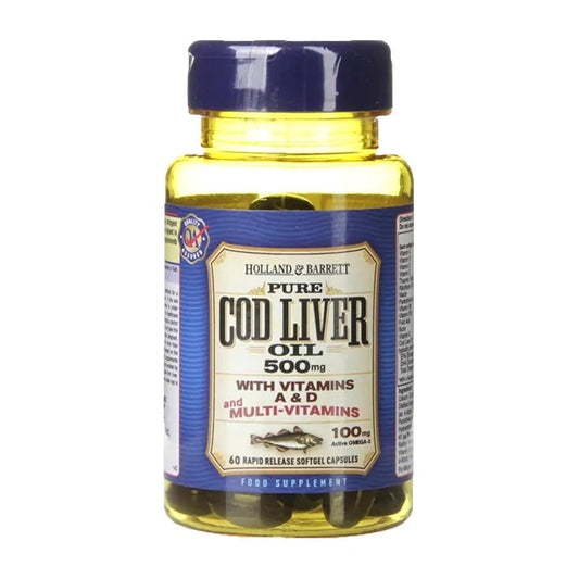 Cod Liver Oil with Multi Vitamins, 500mg - 60 softgels - Vitax.ro