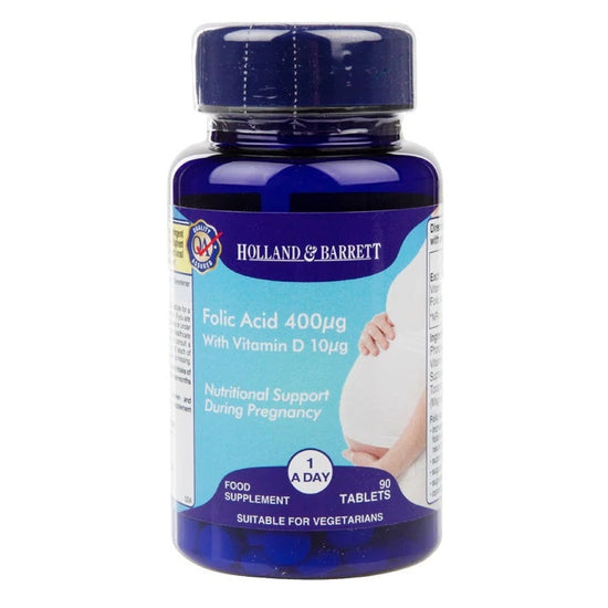 Folic Acid 400mcg with Vitamin D 10mcg - 90 tablets - Vitax.ro