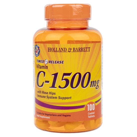 Timed Release Vitamin C with Rose Hips, 1500mg - 100 tablets - Vitax.ro