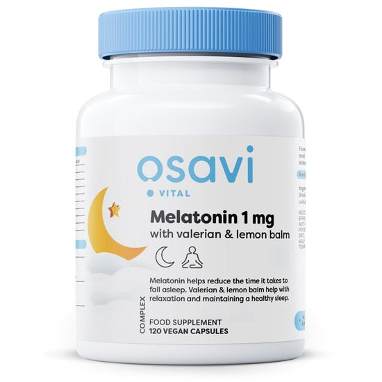 Melatonin with Valerian & Lemon Balm, 1mg - 120 vegan caps - Vitax.ro