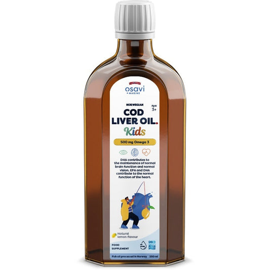 Norwegian Cod Liver Oil Kids, 500mg Omega 3 (Lemon) - 250 ml. - Vitax.ro