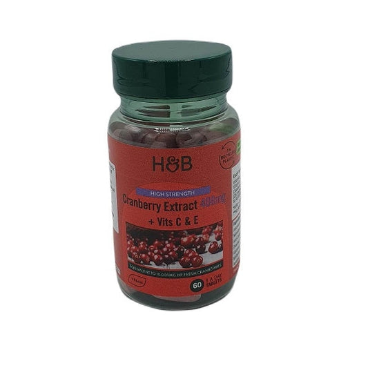 High Strength Cranberry Extract + Vits C & E, 400mg - 60 tabs - Vitax.ro