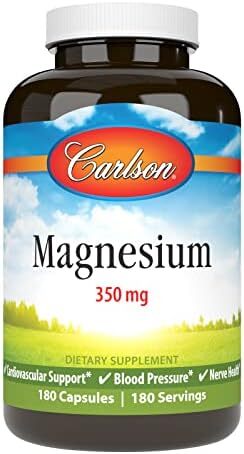 Magnesium, 350mg, Carlson Labs, 180 caps - Vitax.ro
