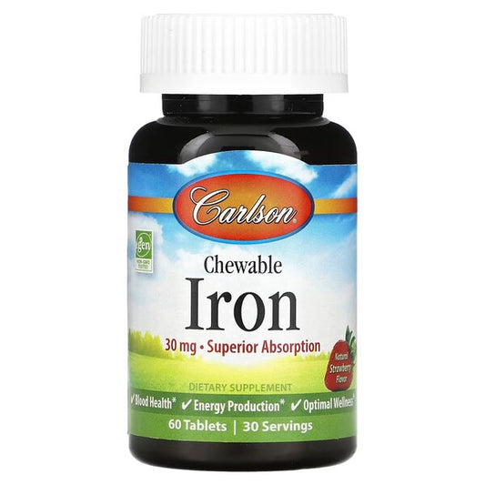 Kid's Chewable Iron, 15mg Strawberry, Carlson Labs, 60 tablets - Vitax.ro