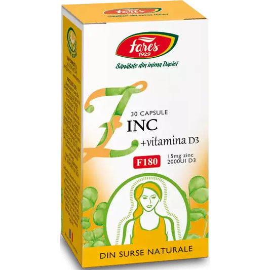Zinc + D3, Fares, 30 Capsule - Vitax.ro